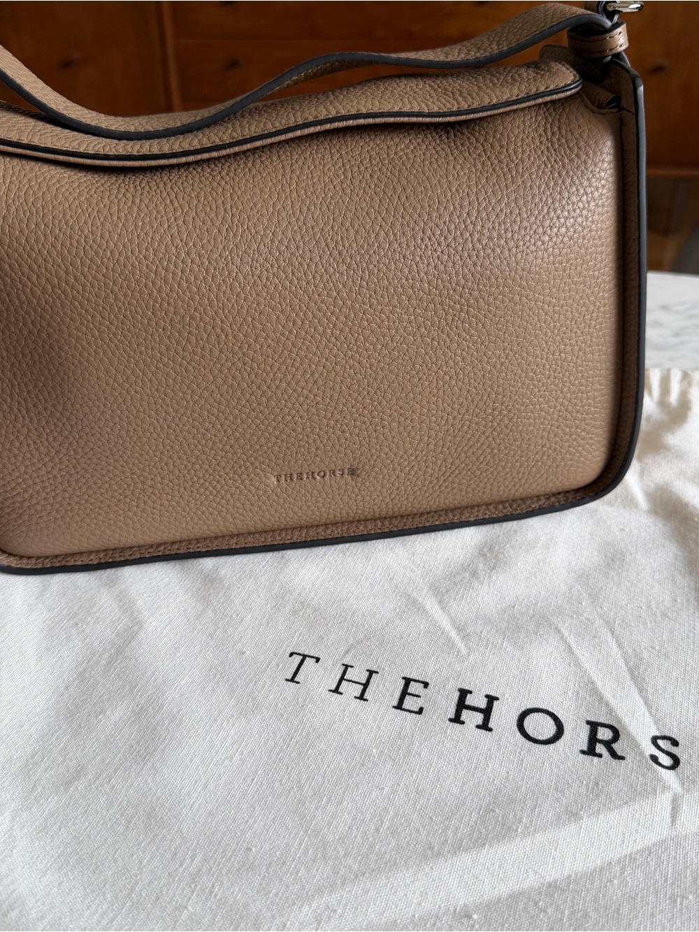 The Horse Clementine Taupe Pebbled Leather Bag with Dust Bag